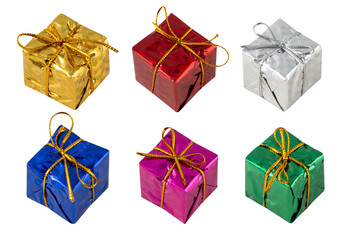 Set of Gift boxes decoration isolated on white background with clipping path.