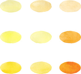 水彩で描いた黄色の楕円