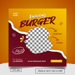 Naklejka premium Food Social Media Banner Post Template Design