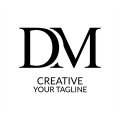 Simple initials DM Logo Monogram Design, initials D. brand logo, company logo, business logo.