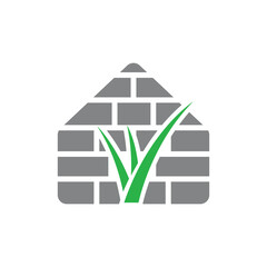 Grass logo design with home icon design