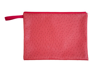 red ostrich handbag isolated