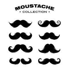 Set of moustache vector on white background