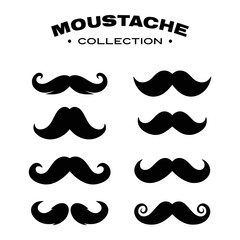 Set of moustache vector on white background