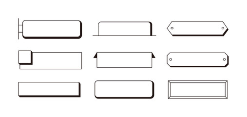 Simple line banner, label, frame, bar, button, tag design element icon set for web and app design.