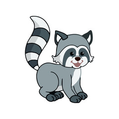 Illustration of cute racoon animal. racoon animal vector. Suitable for children's book design elements. Introduction of racoon to children. Books or posters about animal