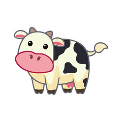 Illustration of cute cow animal. Suitable for children's book design elements. Introduction of animals to children. Books about animals or animal posters