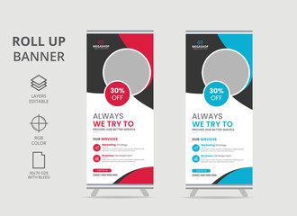 Business Roll-up banner, Corporate promotional stand roll-up layout