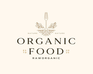Organic Food Kitchen and Cooking Logo Template