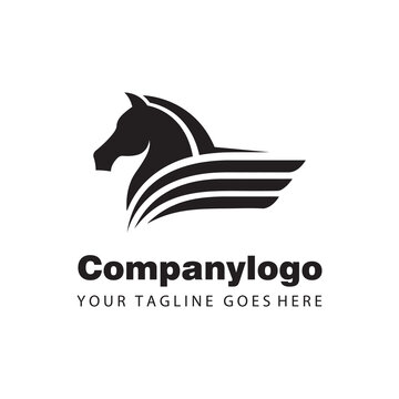 simple black horse wing for logo company