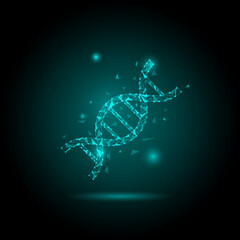 Vector DNA structure futuristic hi tech abstract background, research and science healthcare and medical concept dark background