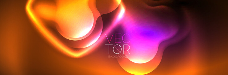 Magic neon glowing lights abstract background wallpaper design, vector illustration