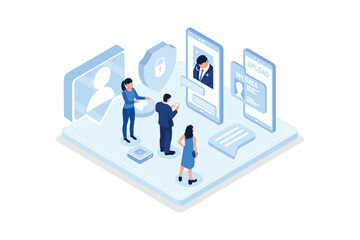 Face recognition technology concept. Can use for web banner, infographics, hero images, isometric vector modern illustration