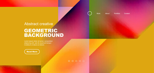 Triangles with fluid gradients, abstract landing page background. Minimal shapes composition for wallpaper, banner, background, leaflet, catalog, cover, flyer