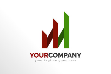 Trading Digital Logo Illustration in Red and Green Color. Modern Simple Logo Template Ready For Use. For your Business, Brand, Company, Corporation, and Many More.