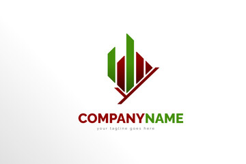 Trading Digital Logo Illustration in Red and Green Color. Modern Simple Logo Template Ready For Use. For your Business, Brand, Company, Corporation, and Many More.