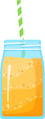 Vegeterian smoothie shake cocktail vector illustration. Glass jar with layers of sweet vitamin juice cocktail or protein shake for smoothies fitness bar design