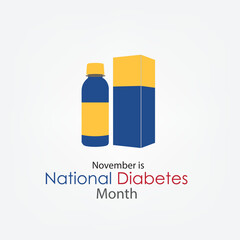 National Diabetes Month Vector Illustration. Medicine bottle design. Simple and elegant design