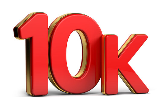 3d red and golden 10K isolated on background. 3d illustration.