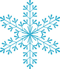 Icy snowflakes winter decoration collection vector illustration. Set of flat blue line snowflake icons on white background for new year celebration design or winter season festive ormament decoration