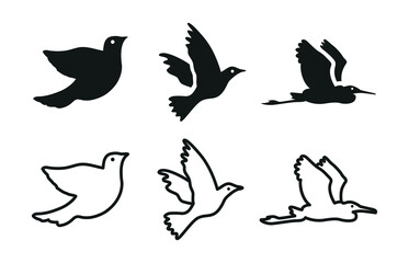 Fototapeta premium Bird Icon Set In Flat Style. Vector Elements For Design.. Black Icon Vector Illustration