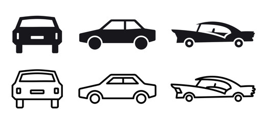 Car Icon Set In Flat Style Vector Illustration. Vehicles Transport Concept.
