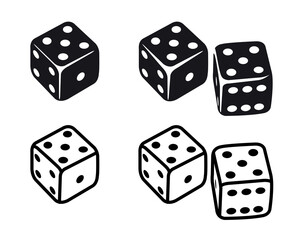 Casino Dice Icon Set In Flat Style Vector Illustration. Game Dice, Game Die, Pip Dice
