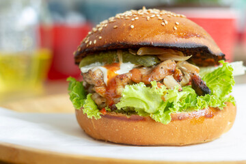 hamburger on a plate
