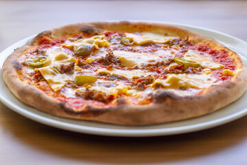 pizza on a board