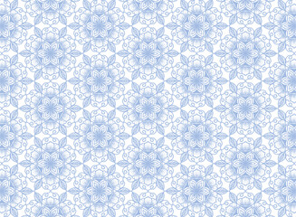 Ethnic decorative blue mandala pattern on white background