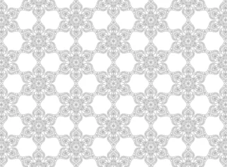 Poster Ethnic decorative gray floral mandala pattern on white background © Harryarts