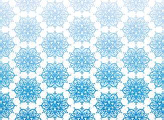 Ethnic decorative blue mandala pattern on white background
