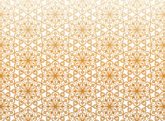 Ethnic golden floral mandala pattern on white background