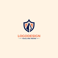 illustration shield protection logo design vector 