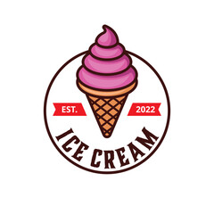 Ice cream cone logo design. logo template with illustration of ice cream. Simple logo vector