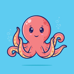 Cute baby octopus cartoon vector