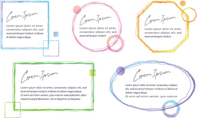 透明水彩タッチのカラフルな囲み罫エリア