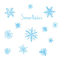 Beautiful snowflakes. New Year's and Christmas. Christmas card, poster, holiday decoration.