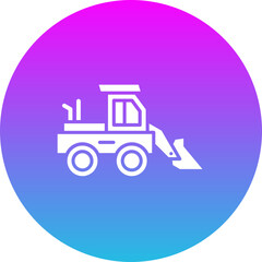 Loader Truck Gradient Circle Glyph Inverted Icon