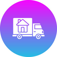 Mover Truck Gradient Circle Glyph Inverted Icon