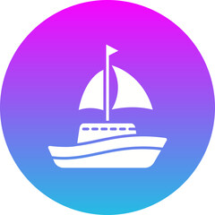Sailboat Gradient Circle Glyph Inverted Icon