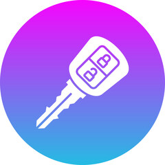 Car Key Gradient Circle Glyph Inverted Icon