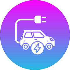 Electric Car Gradient Circle Glyph Inverted Icon