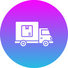 Delivery Truck Gradient Circle Glyph Inverted Icon