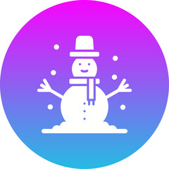Snowman Gradient Circle Glyph Inverted Icon