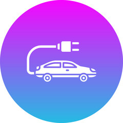 Electric Car Gradient Circle Glyph Inverted Icon