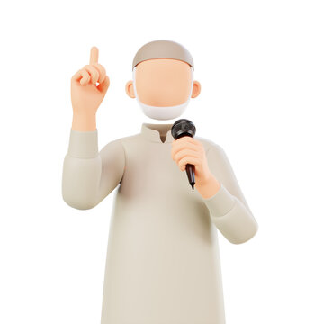 3d Illustration A Muslim Man Giving A Sermon