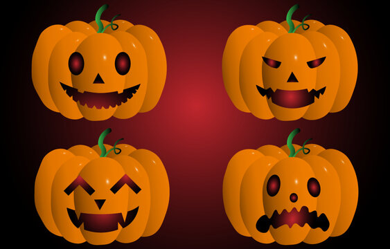 Jack o lantern character. Pumpkins in Halloween day festival scary concept. Simple vector illustration of spooky Halloween pumpkin.