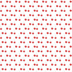 Seamless cherry pattern. Doodle vector with red cherry icons. Vintage cherry pattern