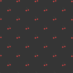 Seamless cherry pattern. Doodle vector with red cherry icons. Vintage cherry pattern